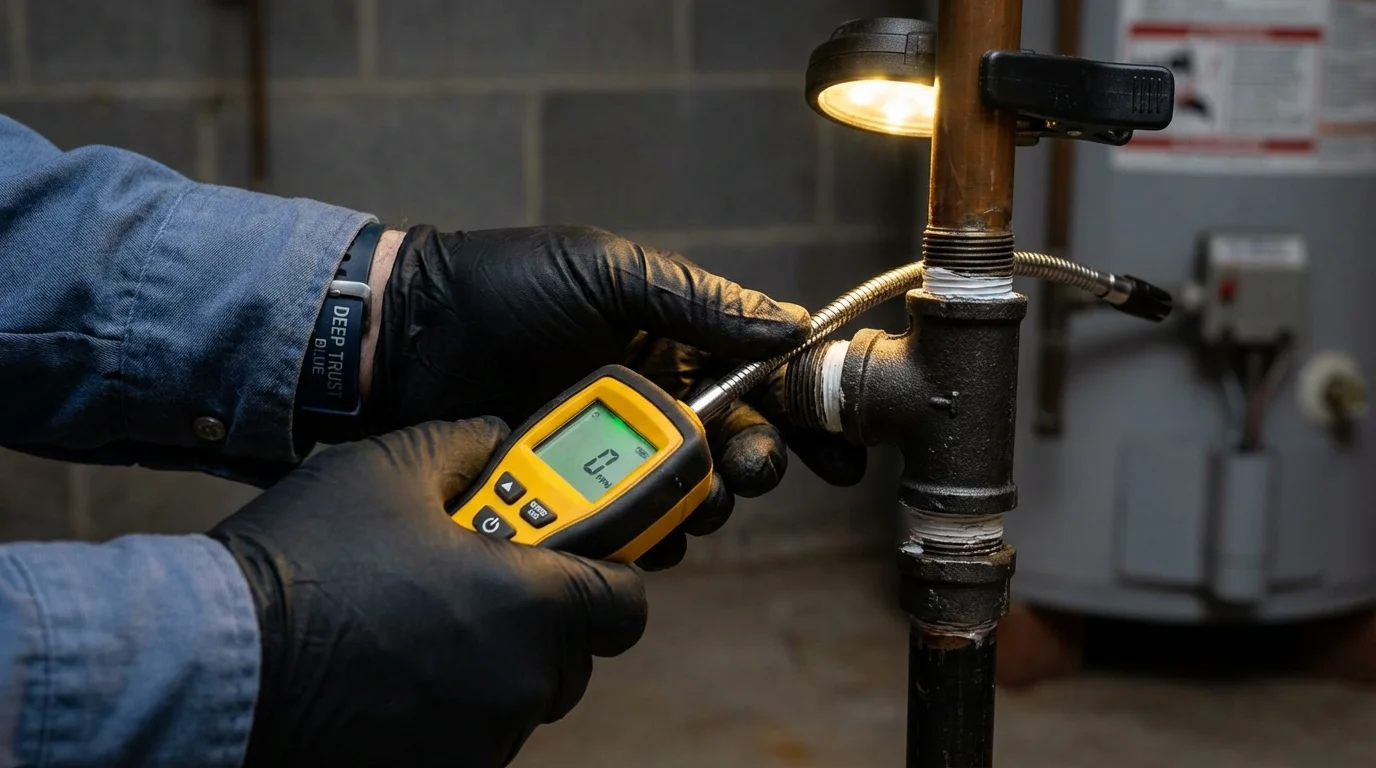 Gas leak detection with electronic sniffer by Johns Plumbing LLC in Roseburg