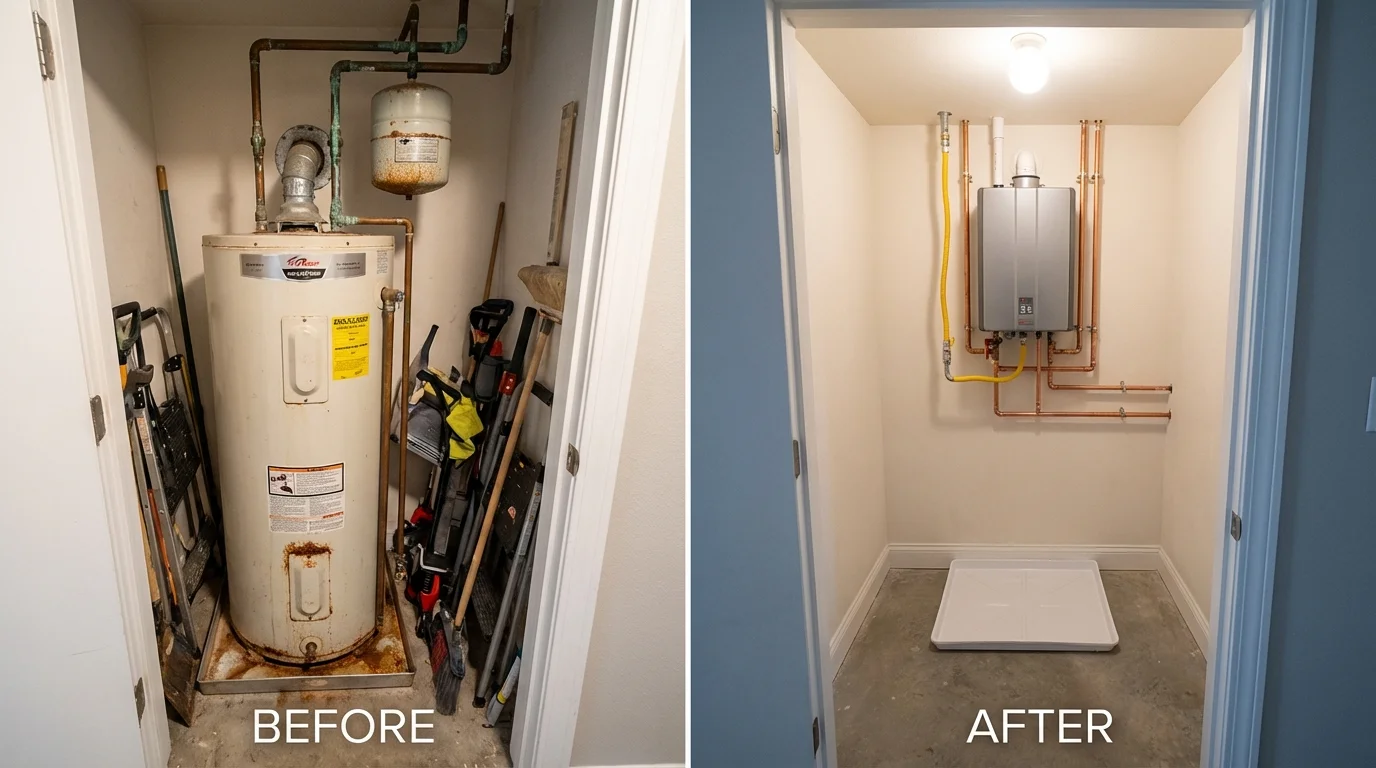 Tank water heater versus wall-mounted tankless unit comparison for Roseburg, OR homeowners